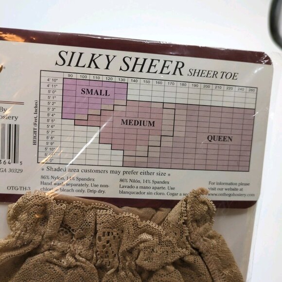 NEW On The Go! Lace Top Thigh High Silky Sheer Leg Toe Queen Size Nude Stockings - Picture 6 of 6